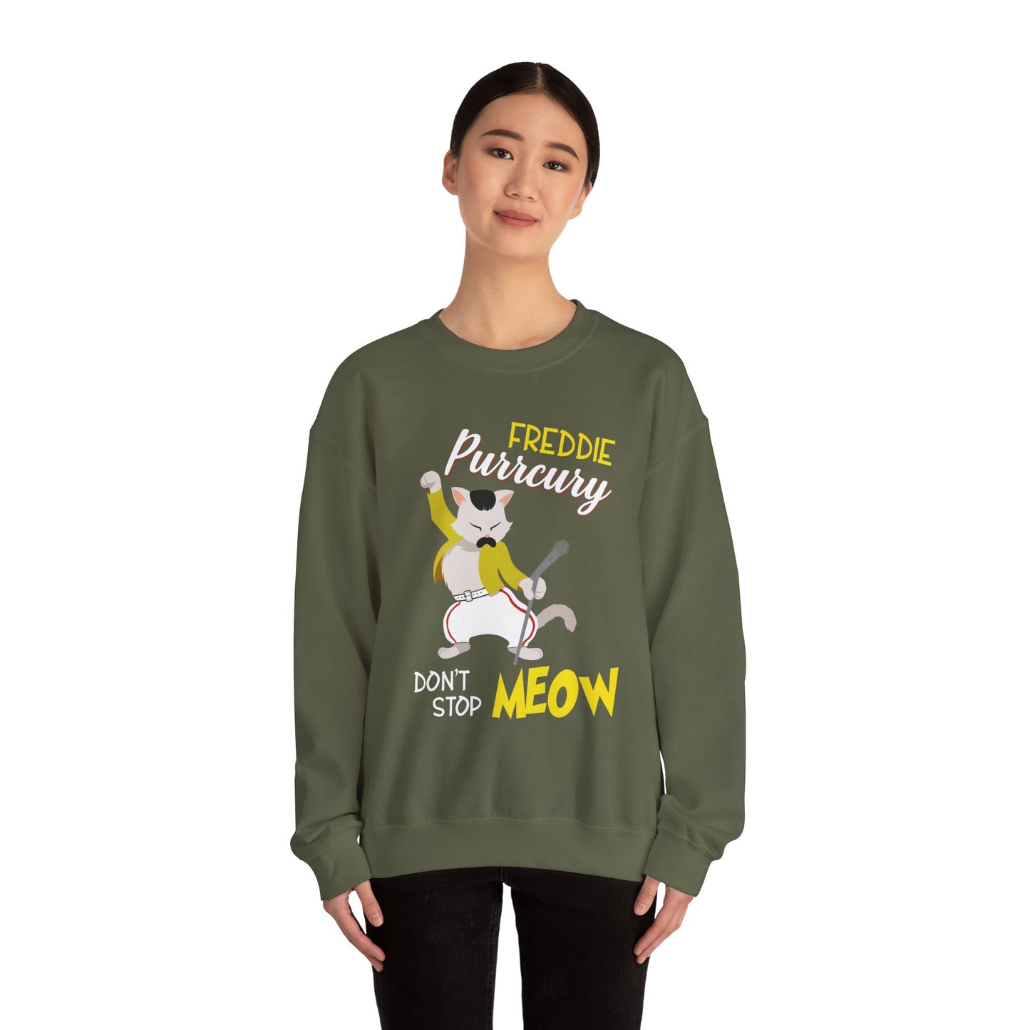 Freddie Purrcury Don’t Stop Meow Crewneck Sweatshirt