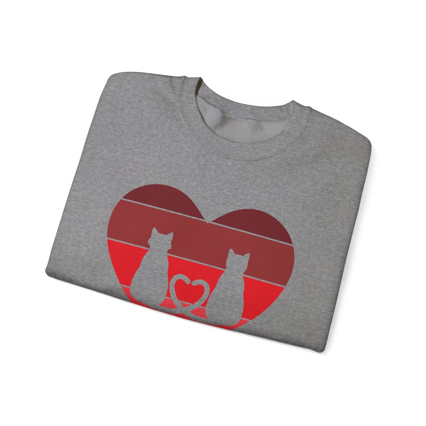 Cat Tail Love Retro Heart Crewneck Sweatshirt