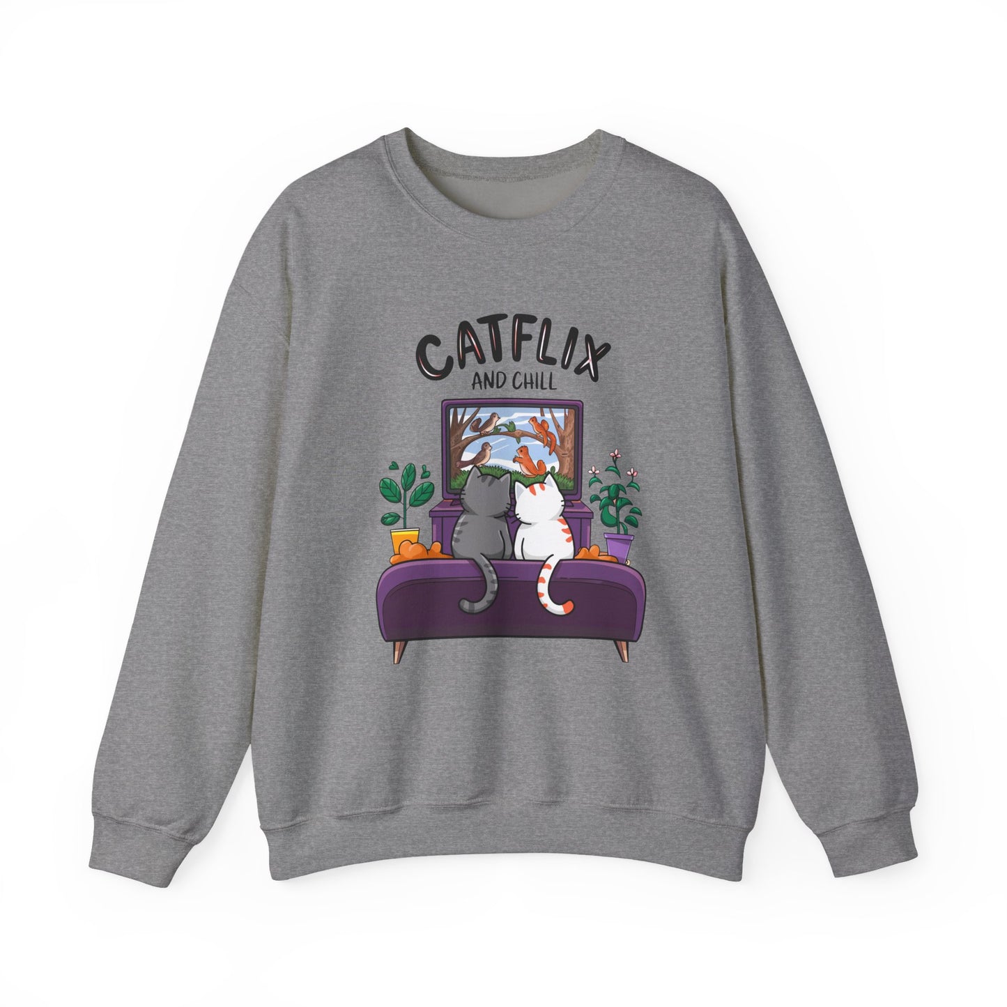Catflix And Chill Crewneck Sweatshirt