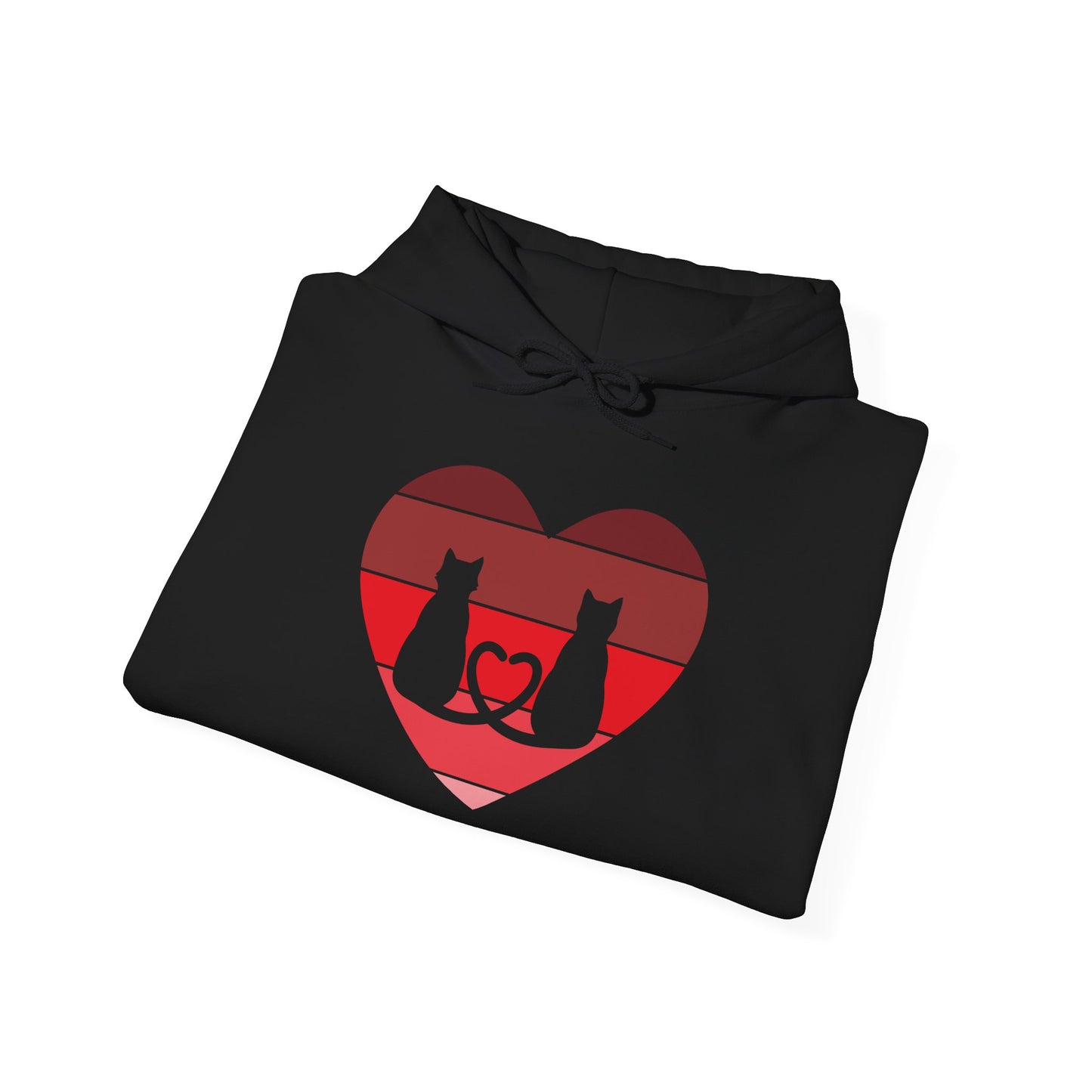 Cat Tail Love Retro Heart Hoodie Sweatshirt