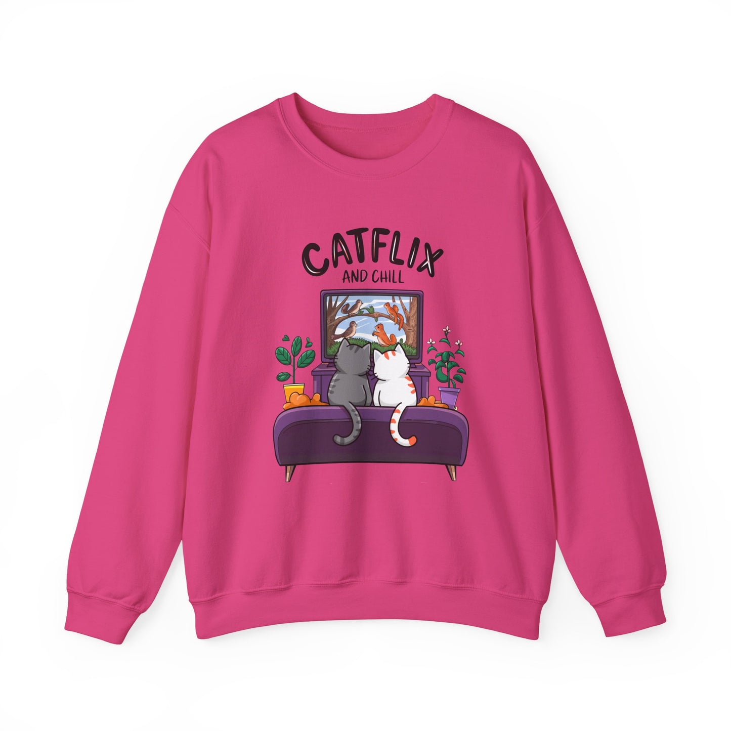Catflix And Chill Crewneck Sweatshirt