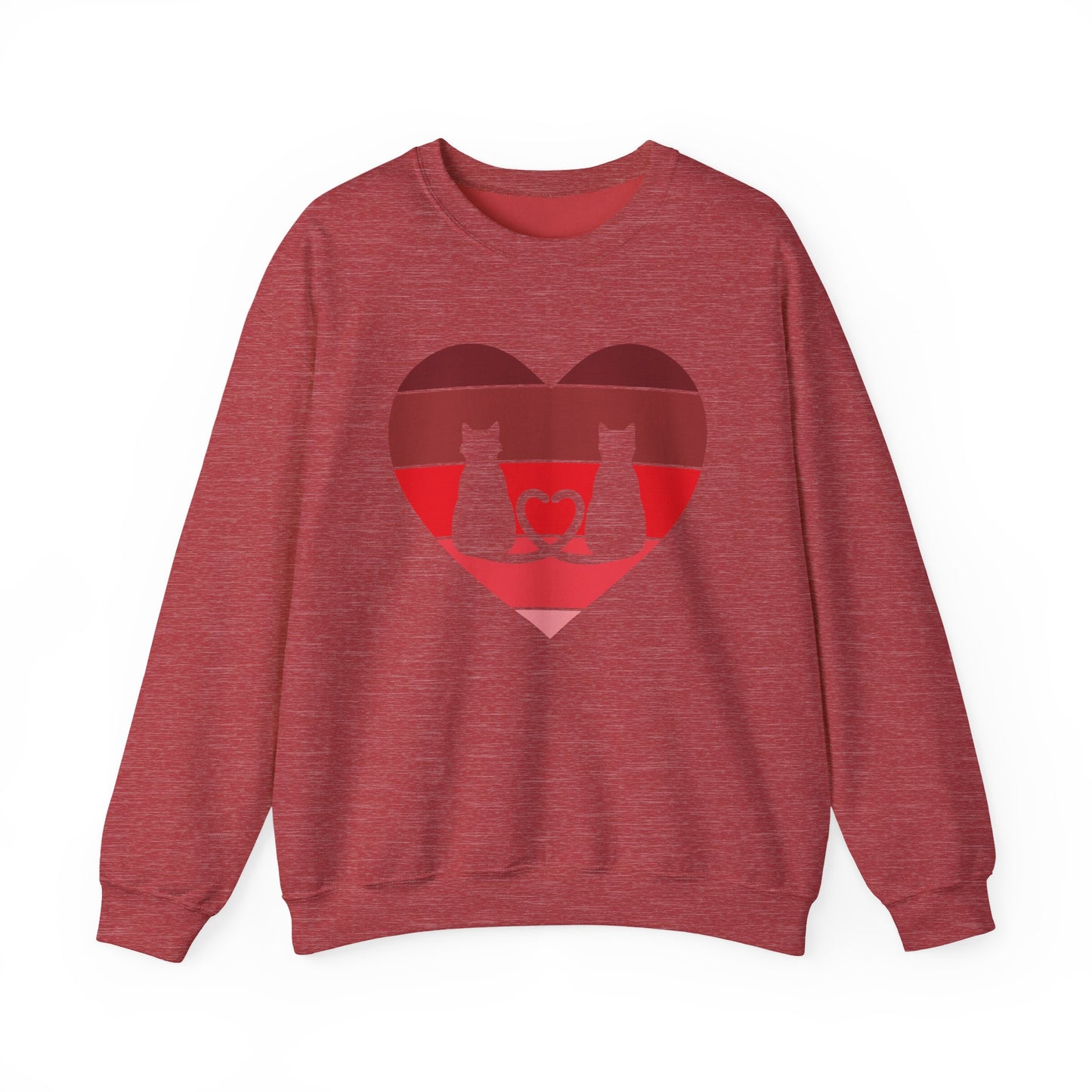 Cat Tail Love Retro Heart Crewneck Sweatshirt
