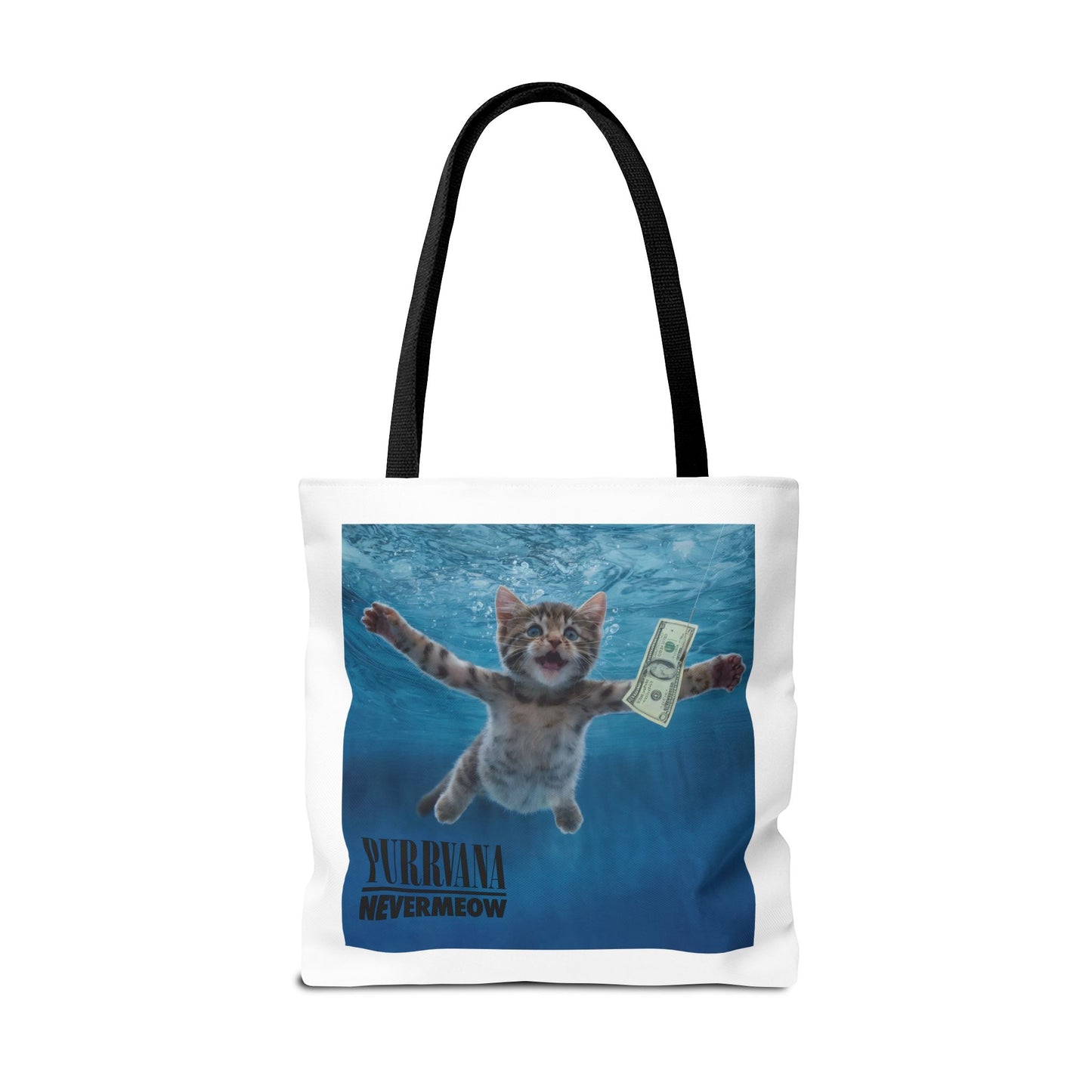 Purrvana Nevermeow Album Cover Tote Bag
