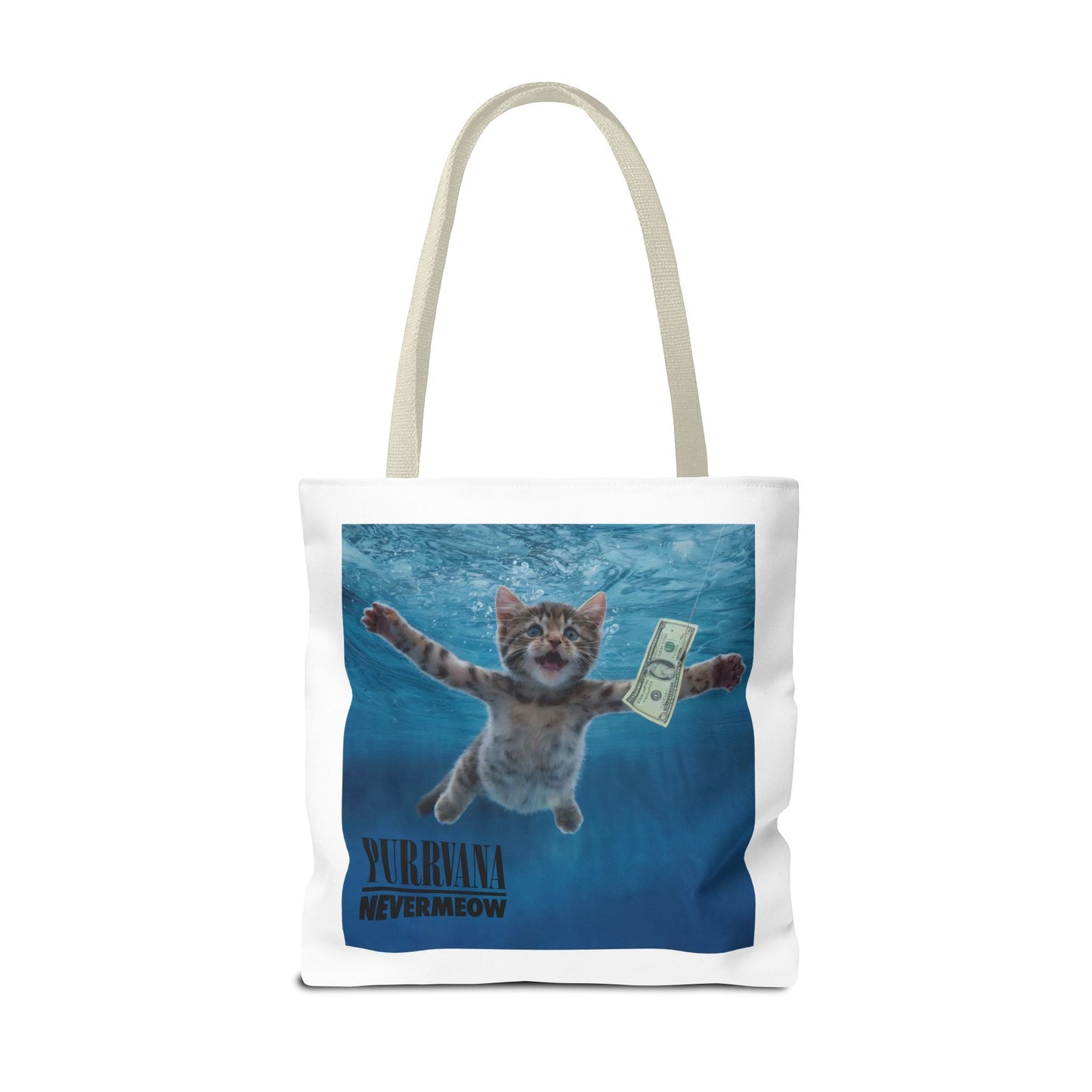 Purrvana Nevermeow Album Cover Tote Bag