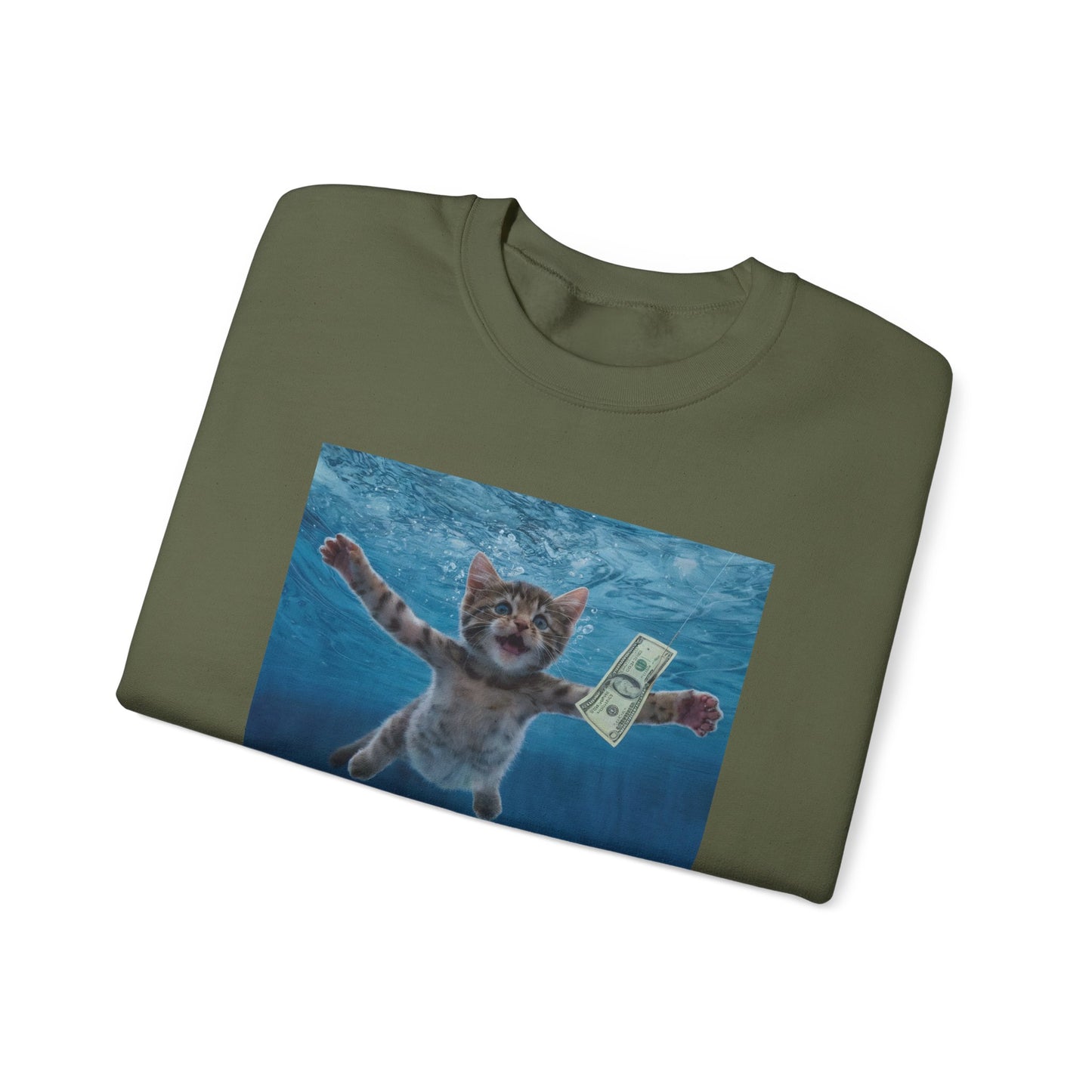 Purrvana Nevermeow Album Cover Crewneck Sweatshirt