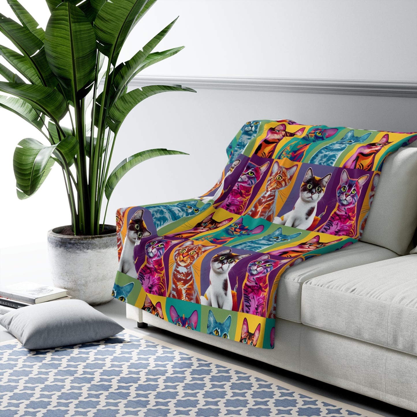 Catty Warhol Sherpa Fleece Blanket