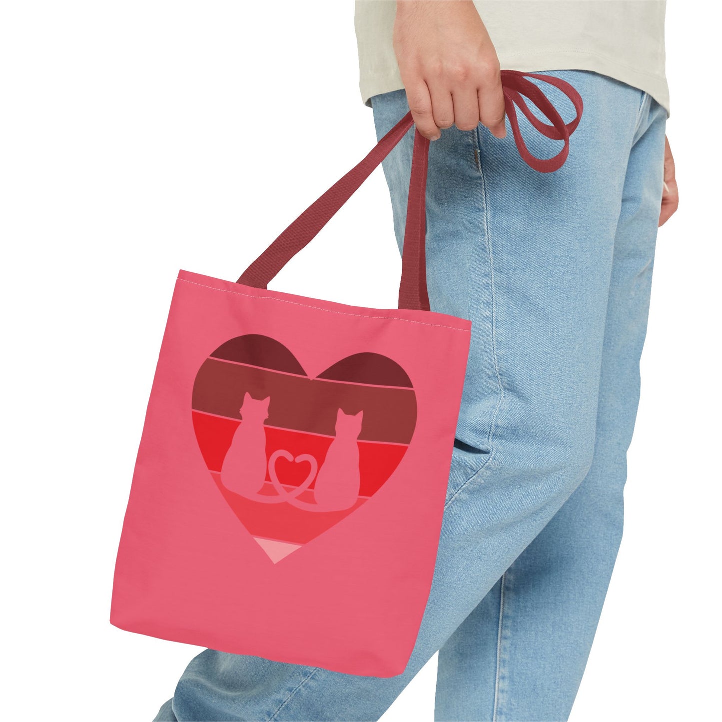 Cat Tail Love Retro Heart Tote Bag