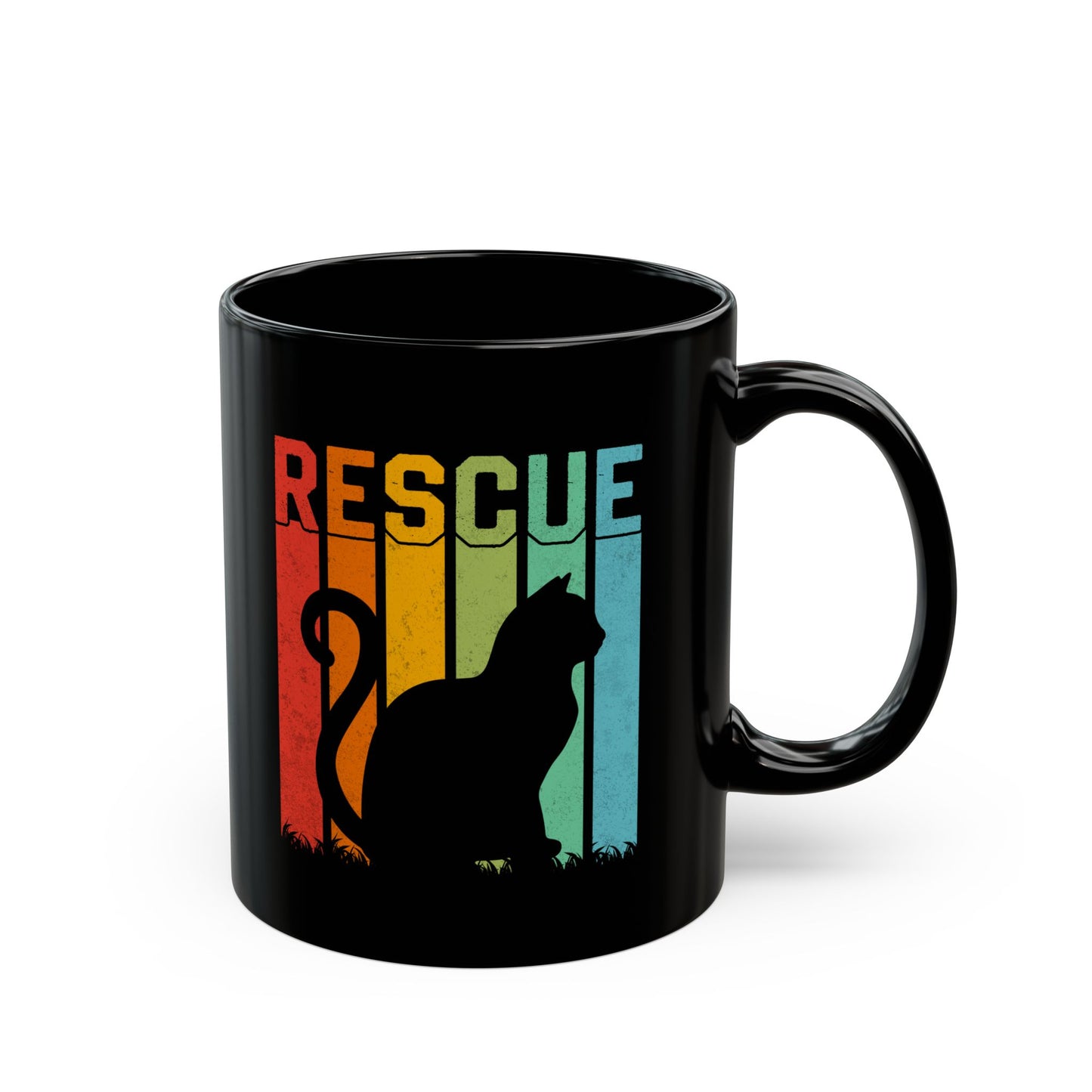 Retro Rescue Cat Black Coffee Mug