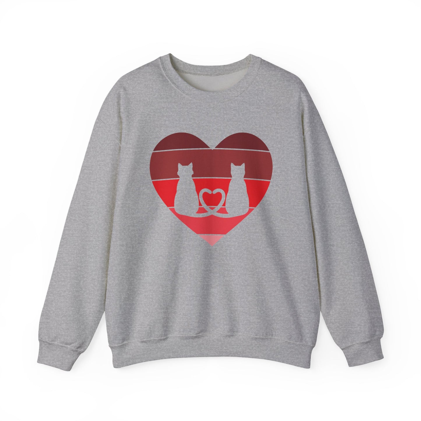 Cat Tail Love Retro Heart Crewneck Sweatshirt