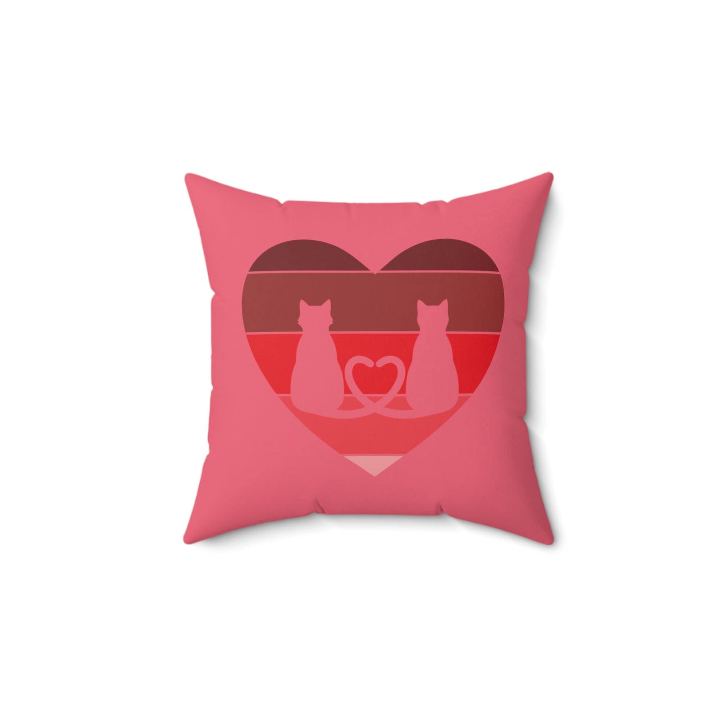 Cat Tail Love Retro Heart Faux Suede Square Pillow