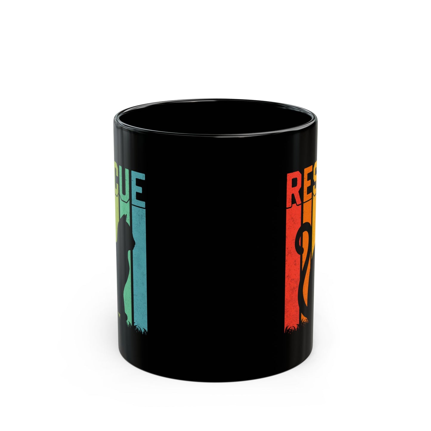 Retro Rescue Cat Black Coffee Mug