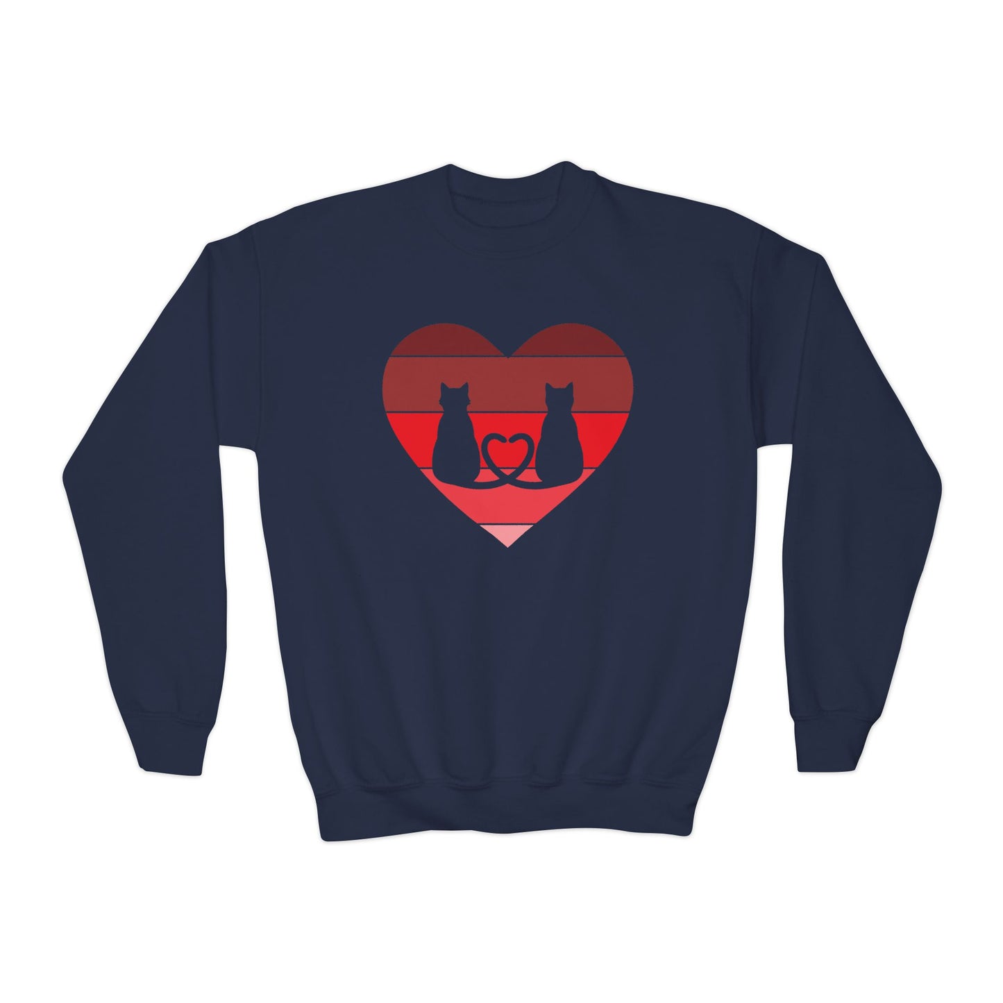 Cat Tail Love Retro Heart Youth Crewneck Sweatshirt