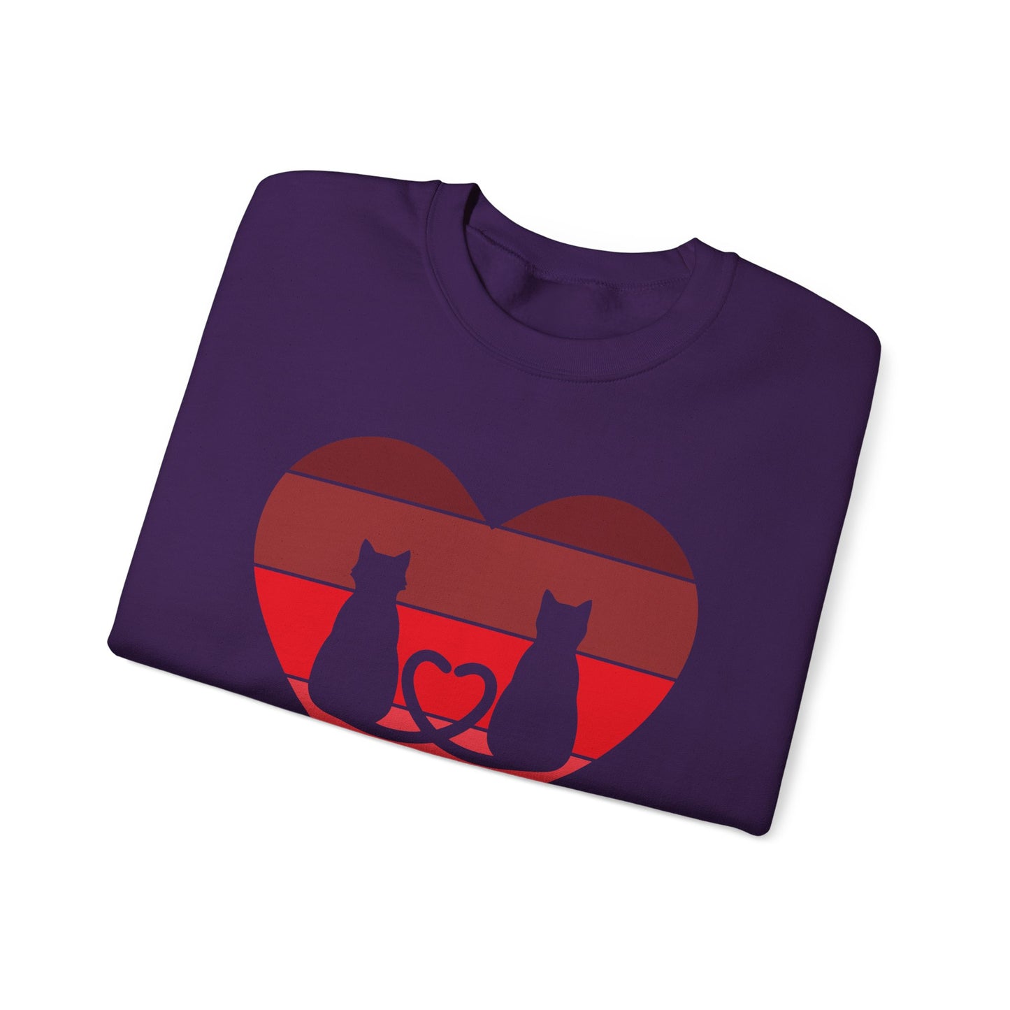 Cat Tail Love Retro Heart Crewneck Sweatshirt