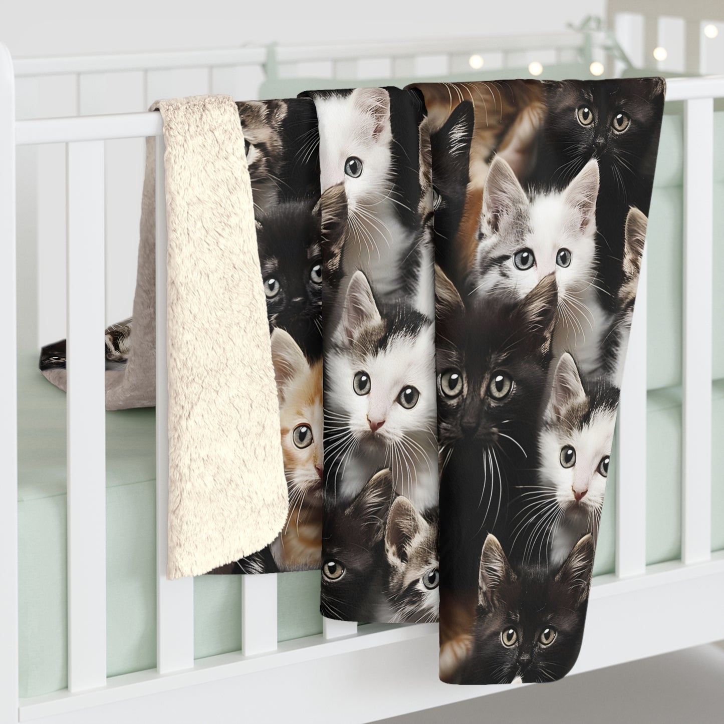 Cozy Kitten Crowd Sherpa Fleece Blanket