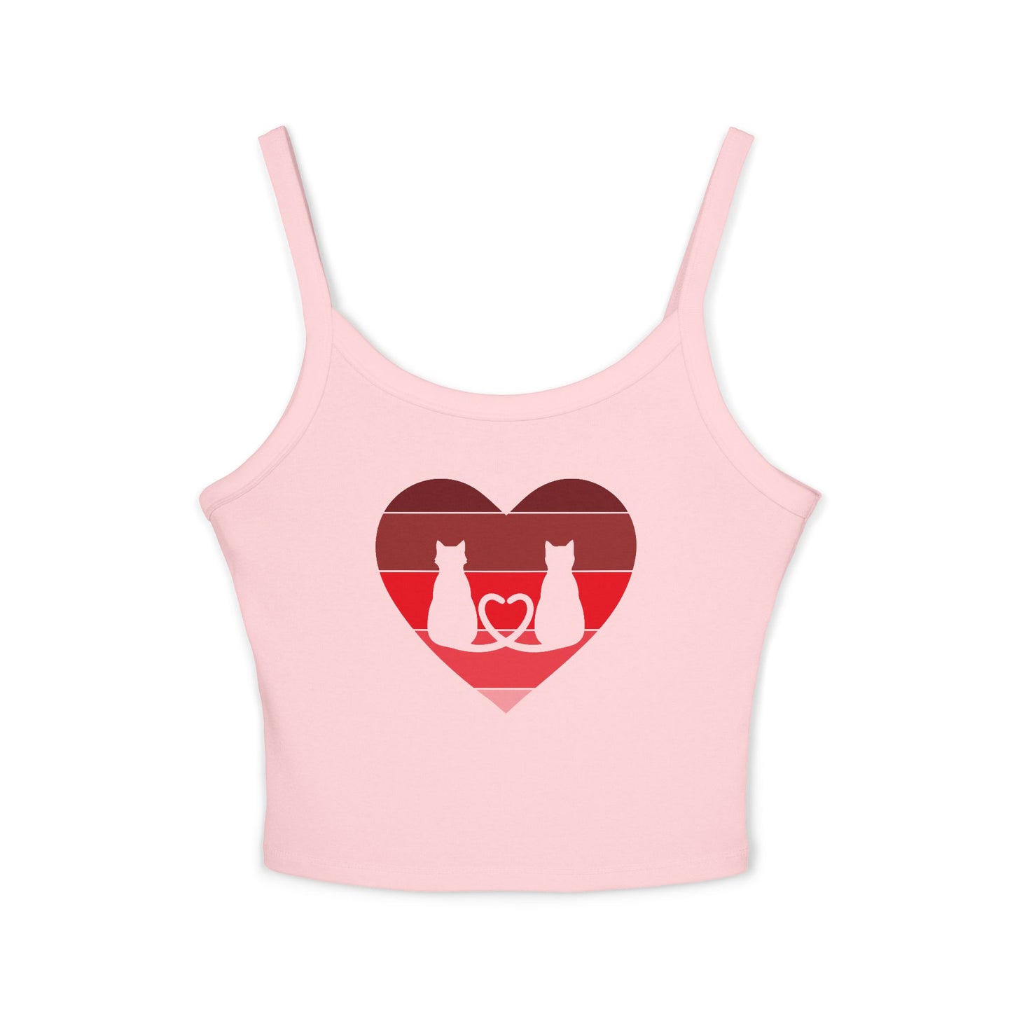 Cat Tail Love Retro Heart Women's Spaghetti Strap Tank Top