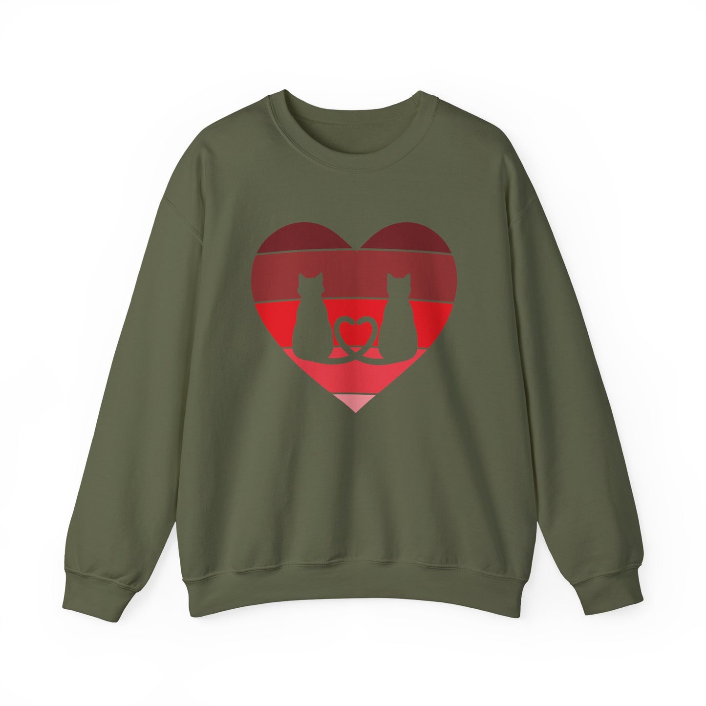 Cat Tail Love Retro Heart Crewneck Sweatshirt