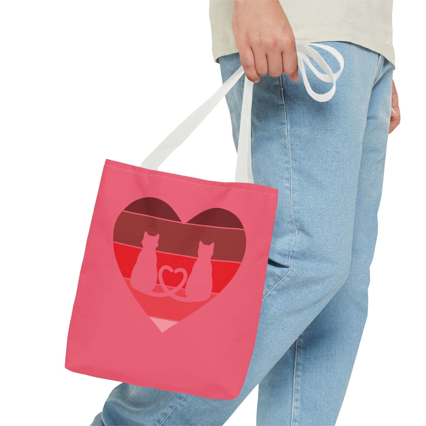Cat Tail Love Retro Heart Tote Bag