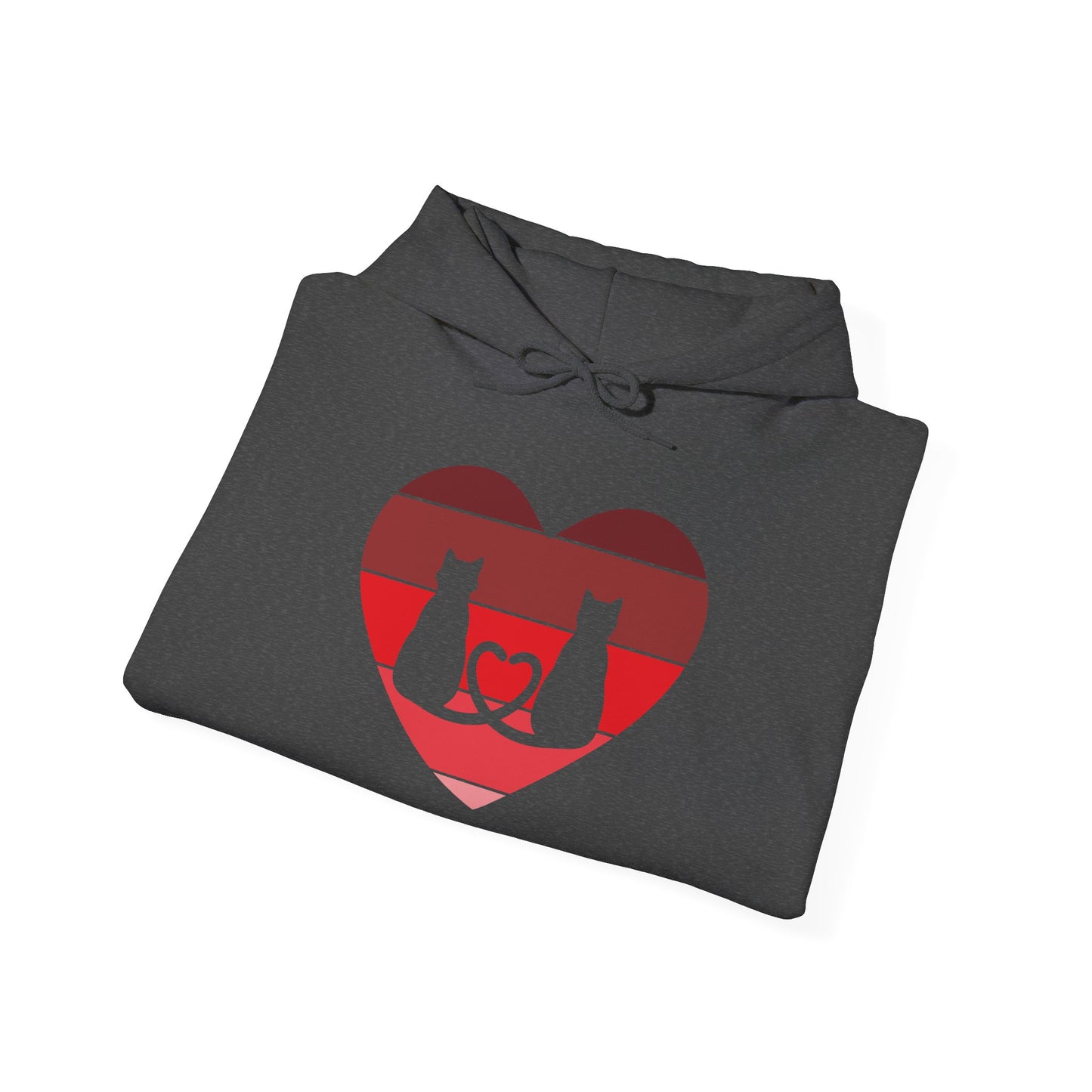 Cat Tail Love Retro Heart Hoodie Sweatshirt