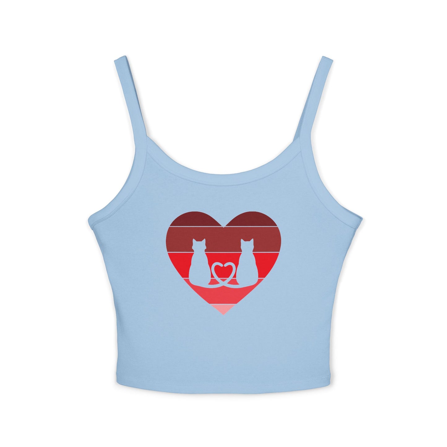 Cat Tail Love Retro Heart Women's Spaghetti Strap Tank Top