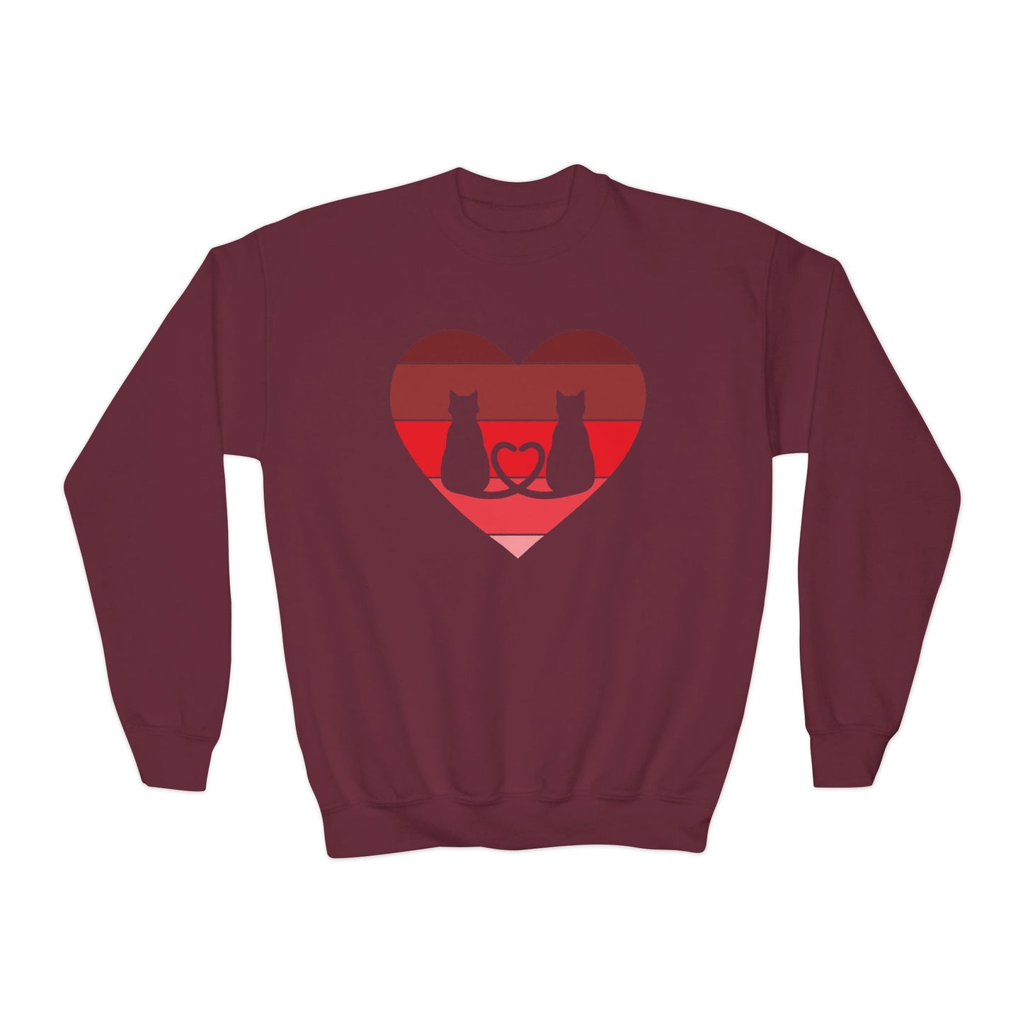 Cat Tail Love Retro Heart Youth Crewneck Sweatshirt