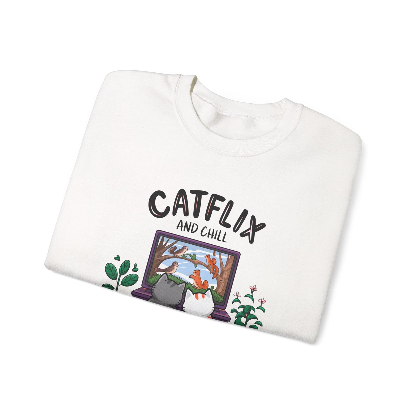 Catflix And Chill Crewneck Sweatshirt