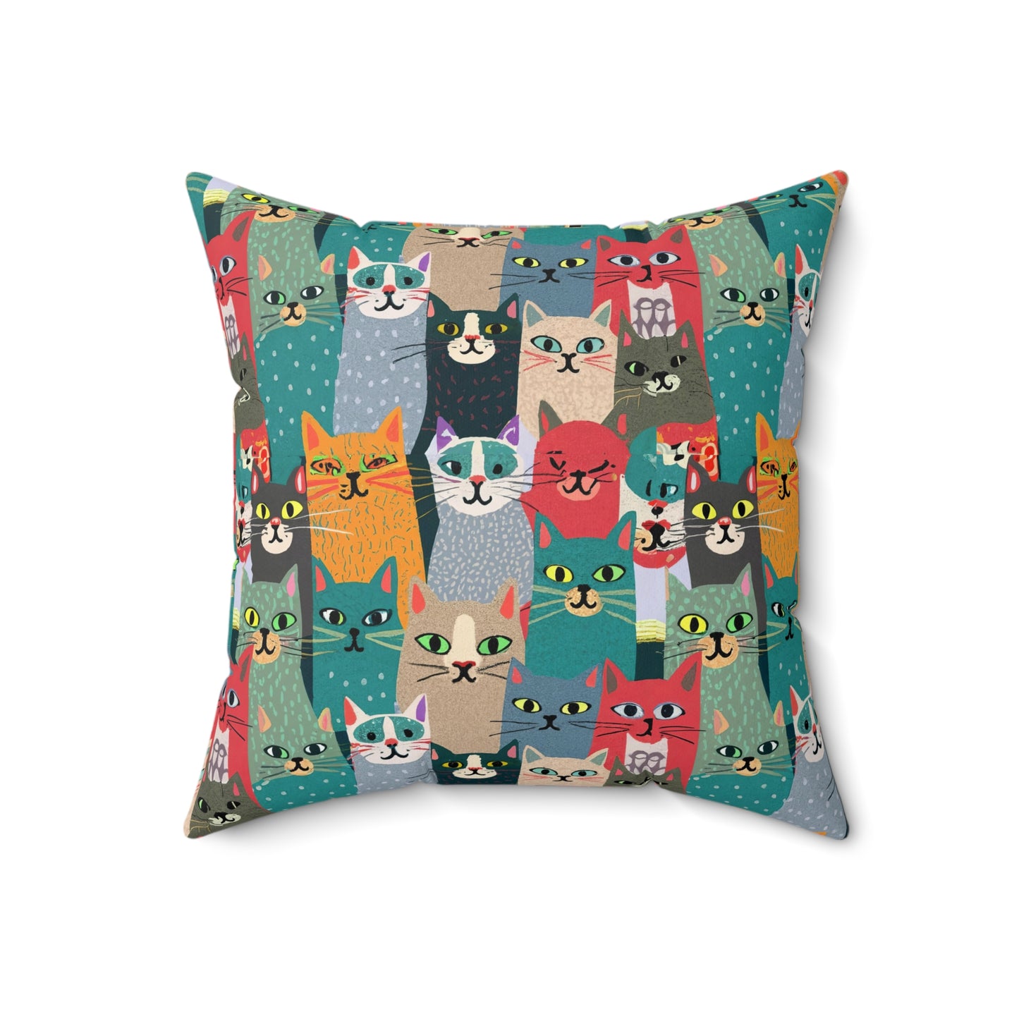 Whisker Wonderland Faux Suede Square Pillow