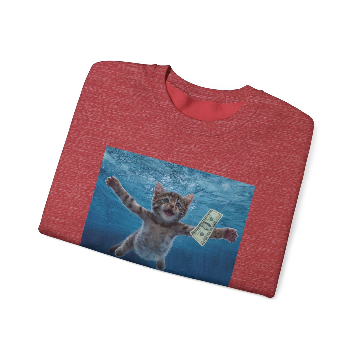 Purrvana Nevermeow Album Cover Crewneck Sweatshirt
