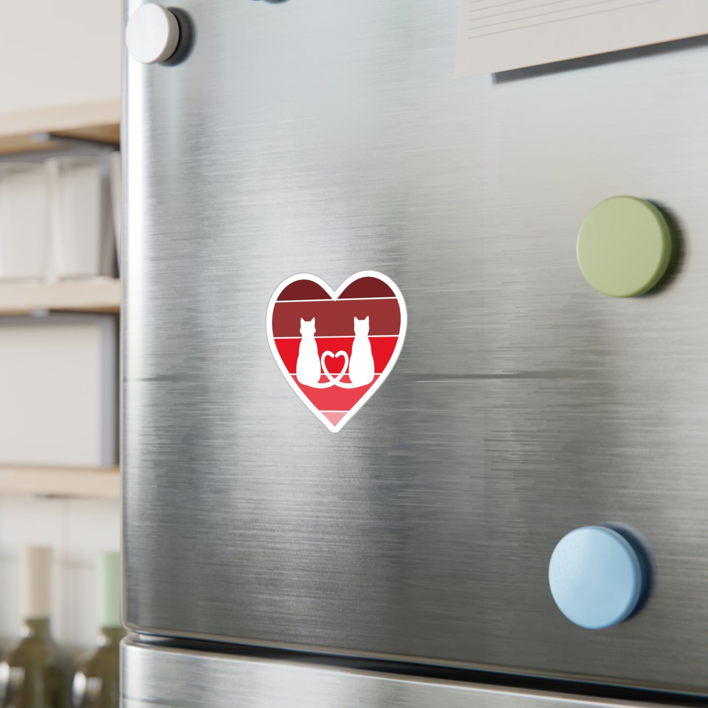 Cat Tail Love Retro Heart Vinyl Decal