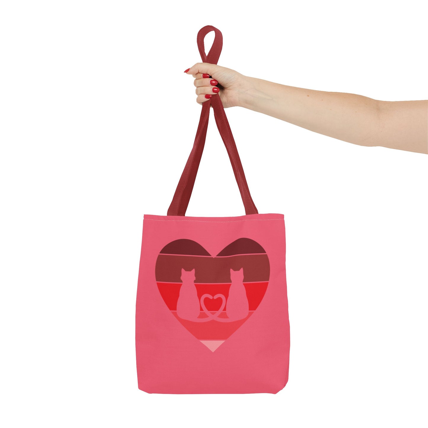 Cat Tail Love Retro Heart Tote Bag