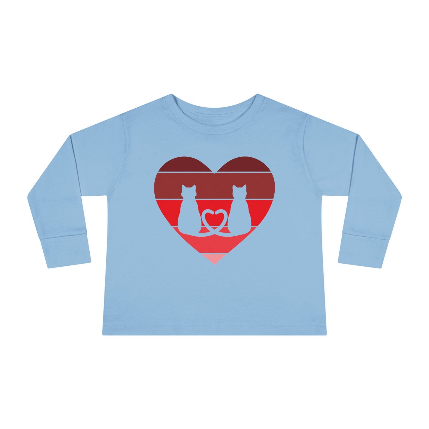 Cat Tail Love Retro Heart Toddler Long Sleeve Tee