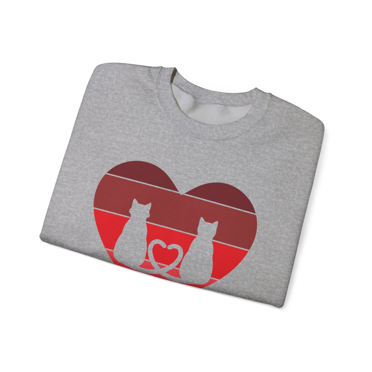 Cat Tail Love Retro Heart Crewneck Sweatshirt