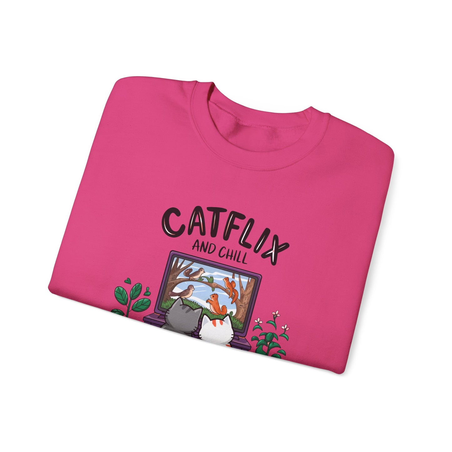 Catflix And Chill Crewneck Sweatshirt
