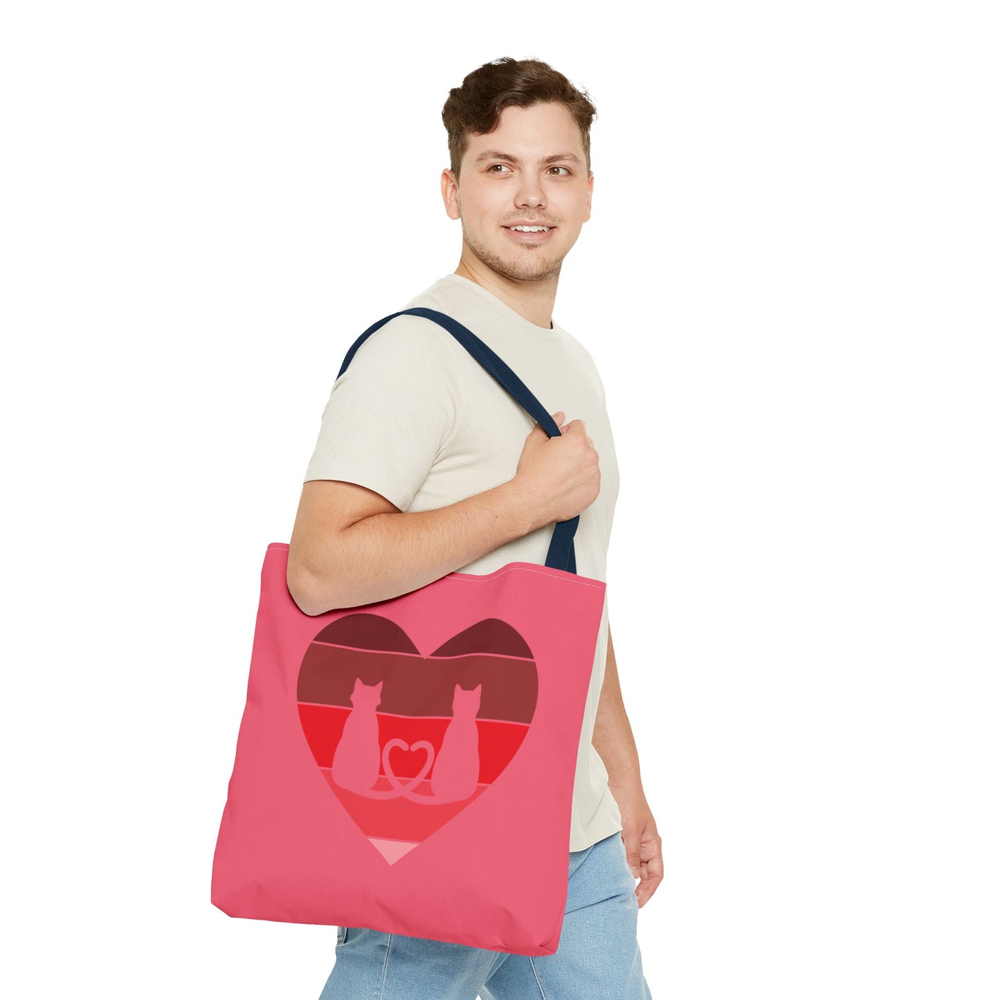 Cat Tail Love Retro Heart Tote Bag
