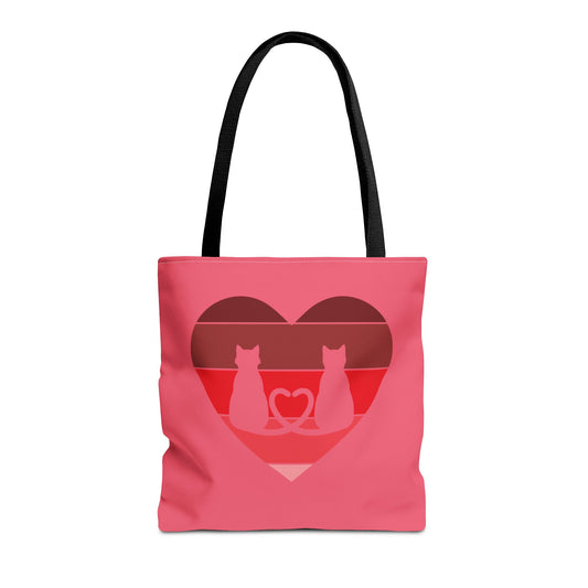 Cat Tail Love Retro Heart Tote Bag
