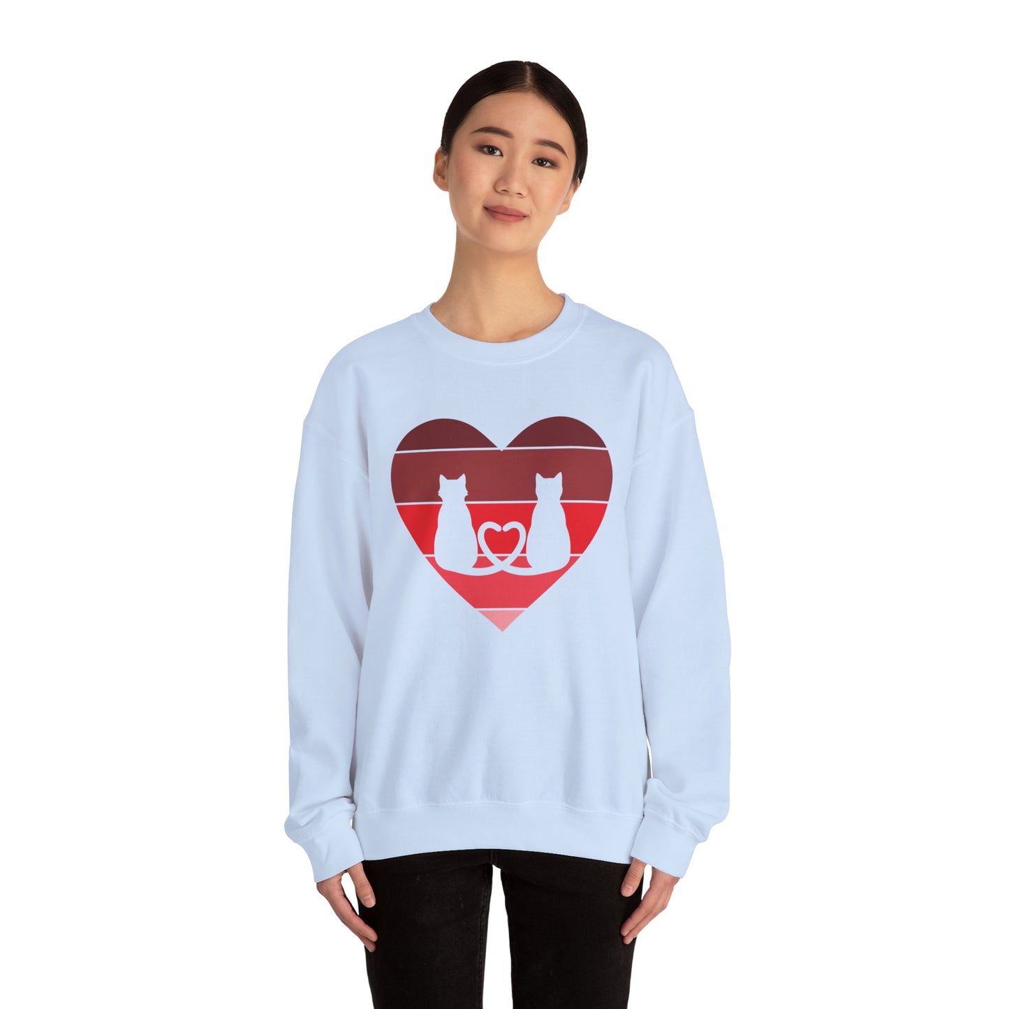 Cat Tail Love Retro Heart Crewneck Sweatshirt