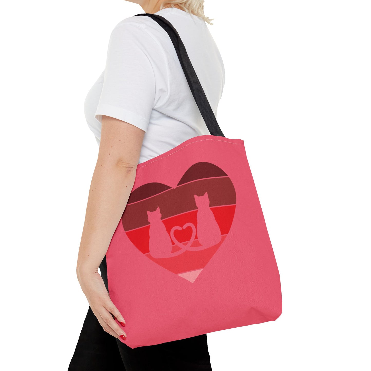 Cat Tail Love Retro Heart Tote Bag