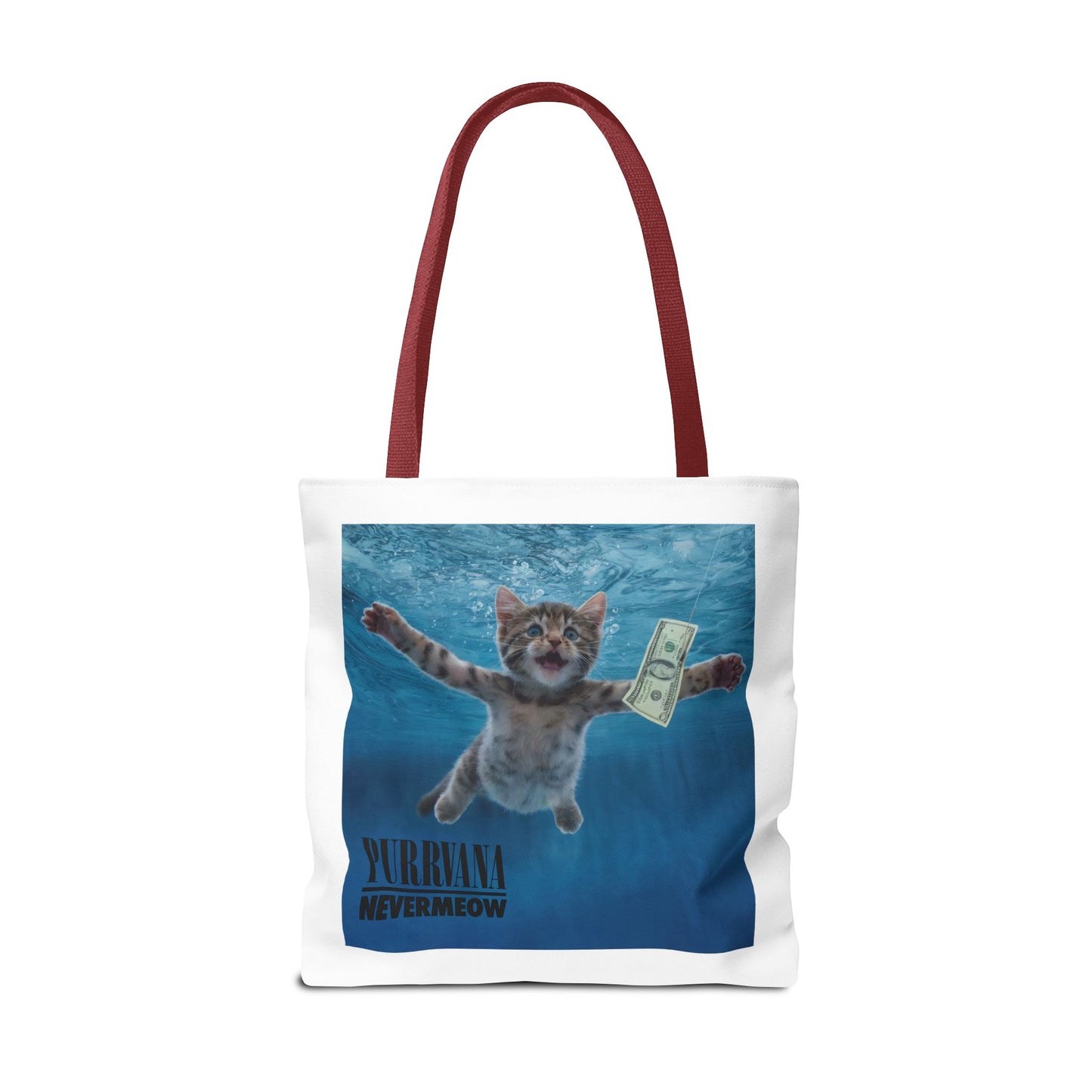 Purrvana Nevermeow Album Cover Tote Bag