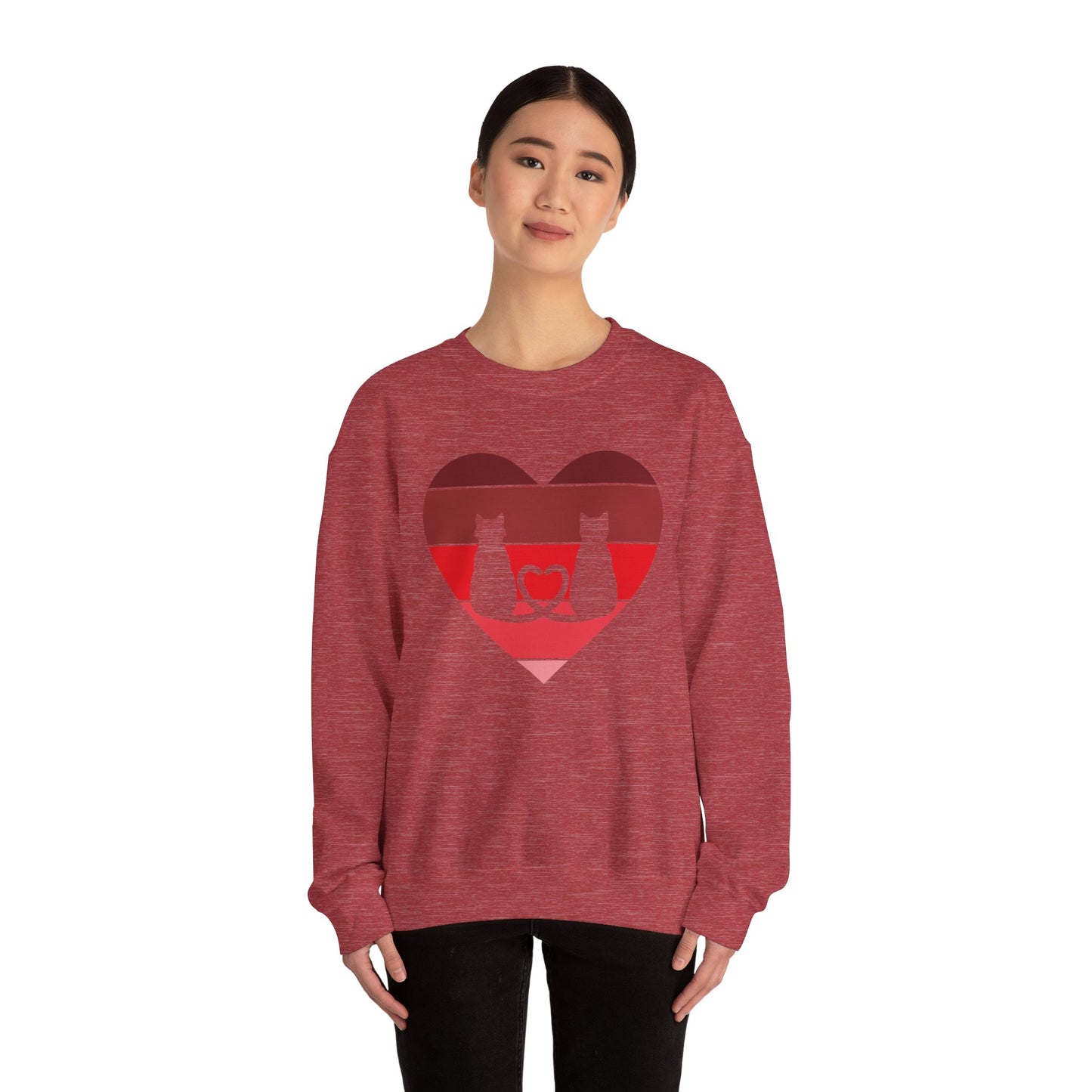 Cat Tail Love Retro Heart Crewneck Sweatshirt