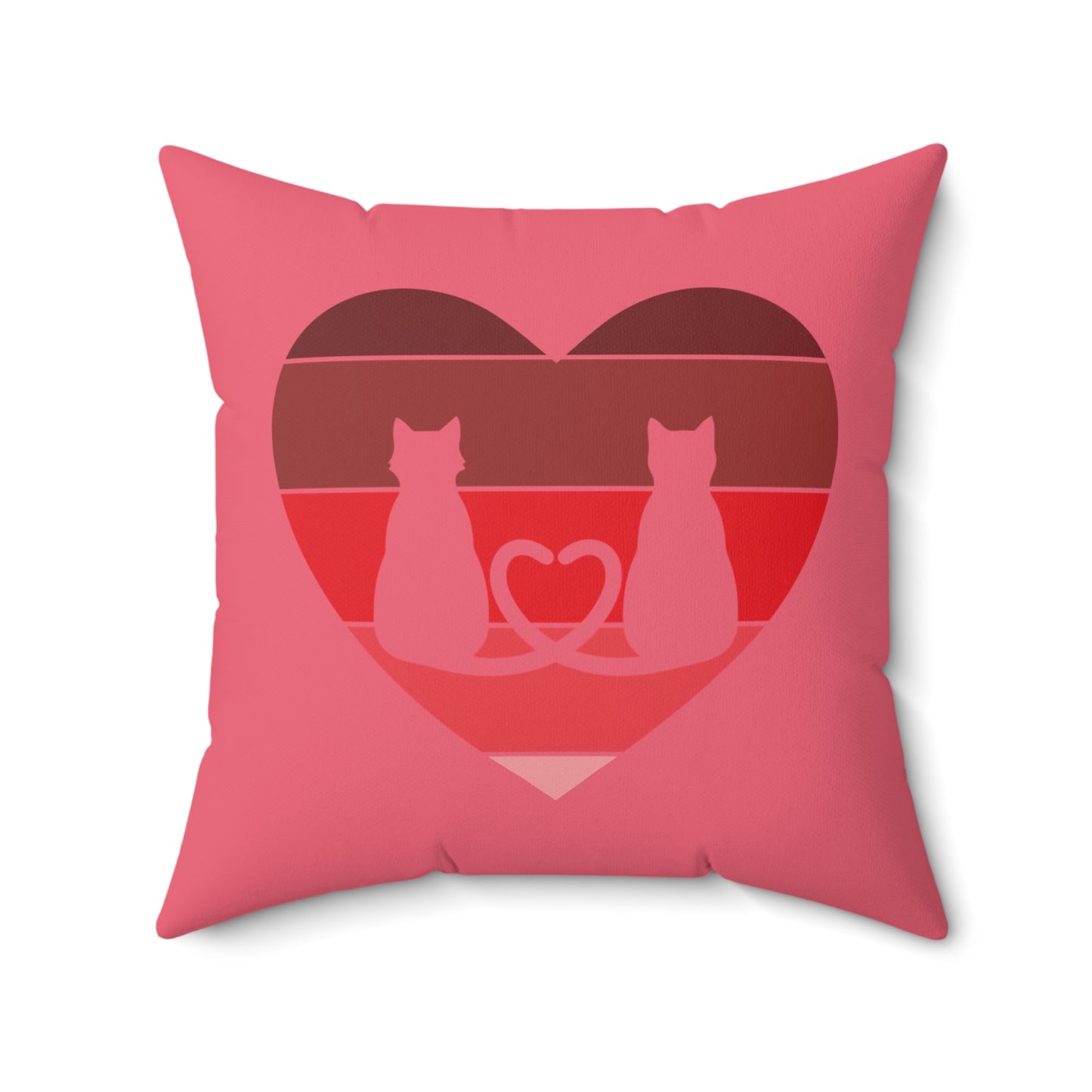 Cat Tail Love Retro Heart Faux Suede Square Pillow