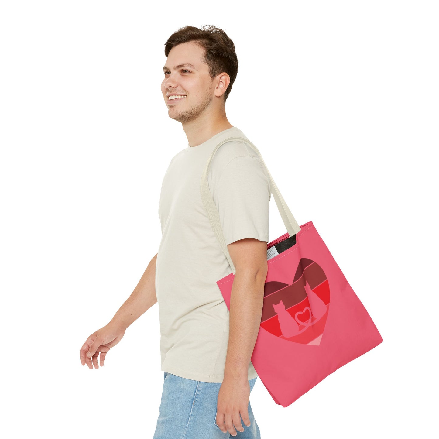 Cat Tail Love Retro Heart Tote Bag