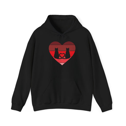 Cat Tail Love Retro Heart Hoodie Sweatshirt