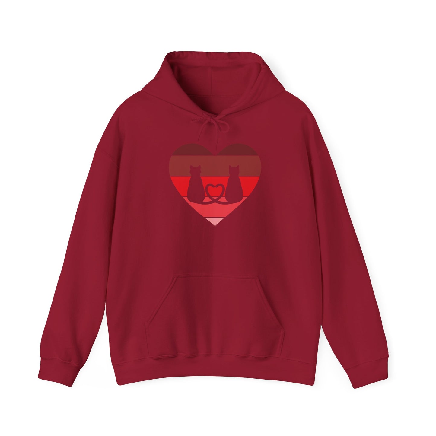 Cat Tail Love Retro Heart Hoodie Sweatshirt