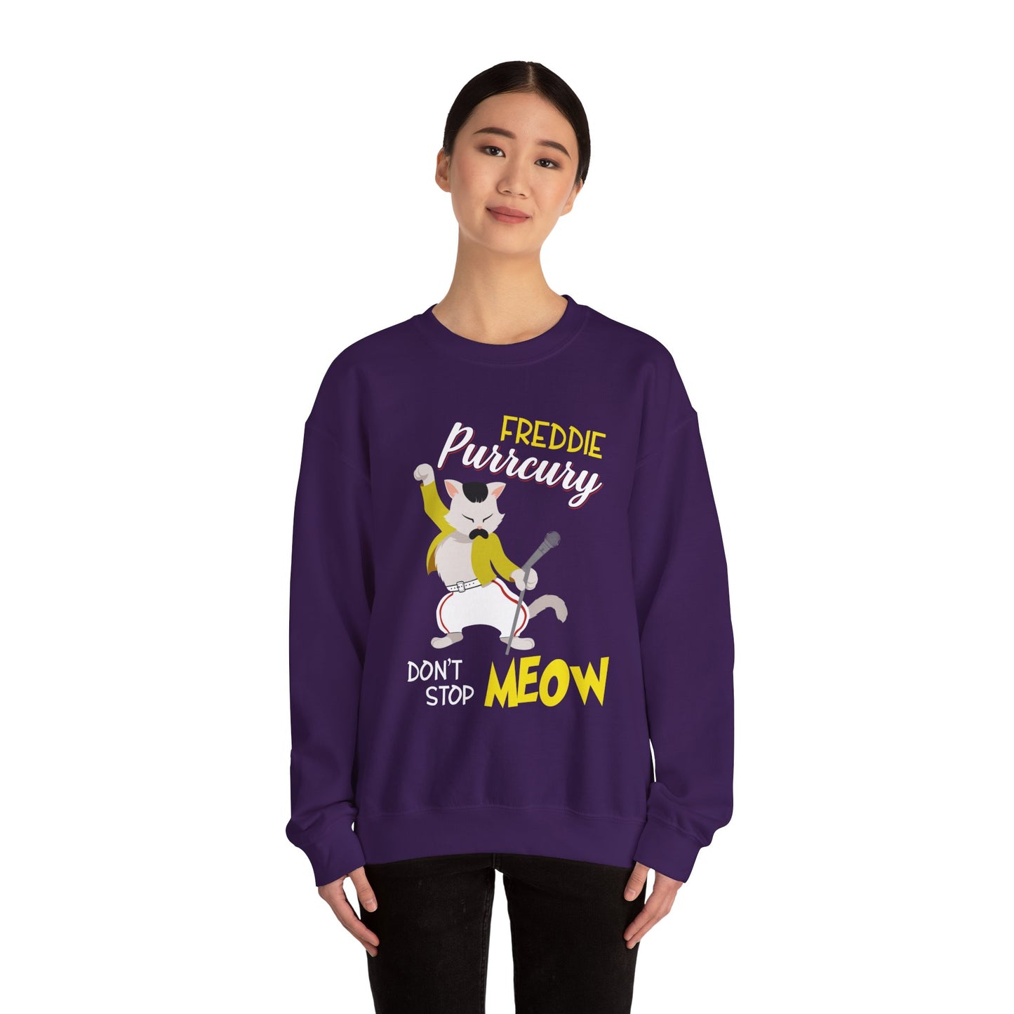 Freddie Purrcury Don’t Stop Meow Crewneck Sweatshirt