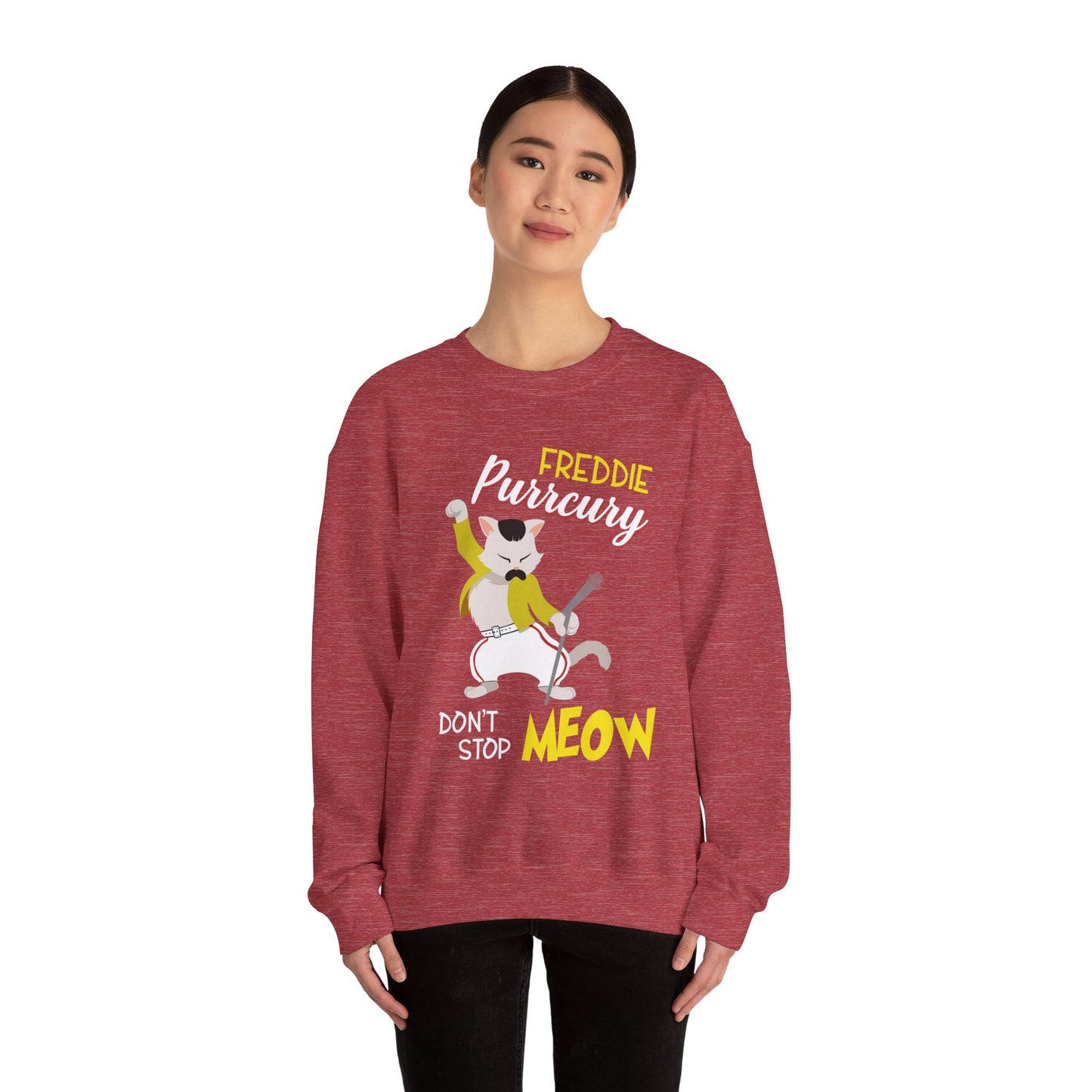 Freddie Purrcury Don’t Stop Meow Crewneck Sweatshirt