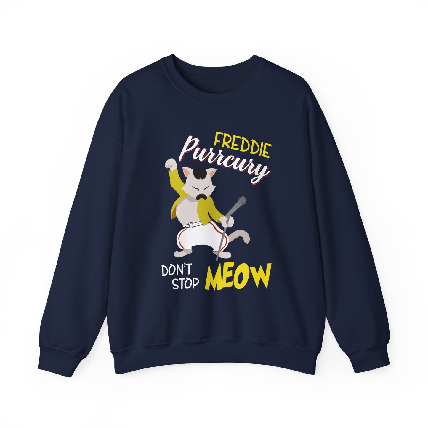 Freddie Purrcury Don’t Stop Meow Crewneck Sweatshirt