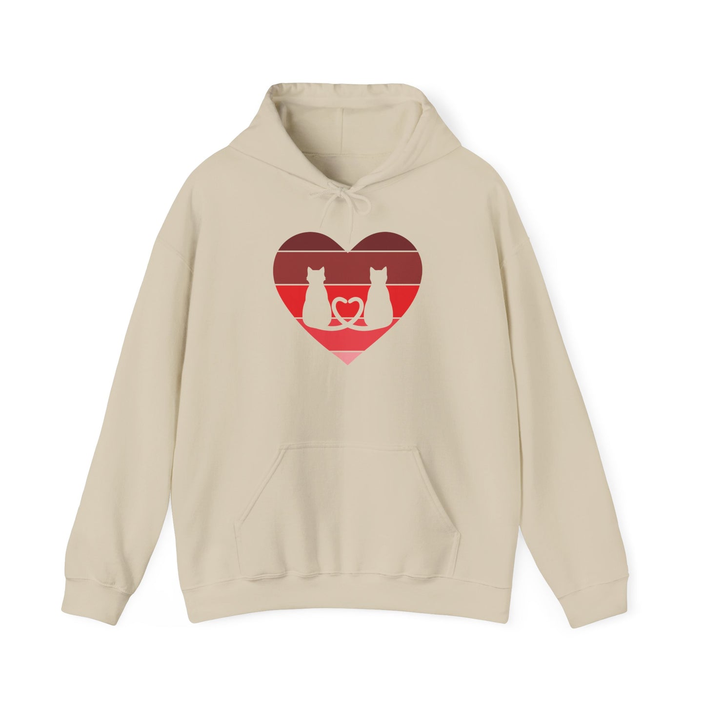 Cat Tail Love Retro Heart Hoodie Sweatshirt