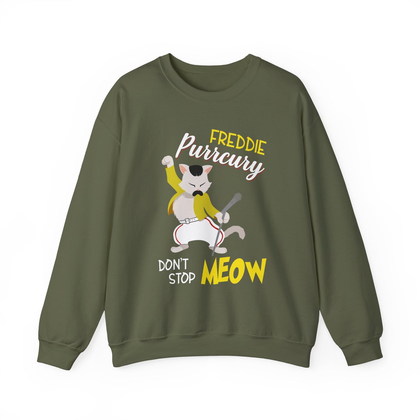 Freddie Purrcury Don’t Stop Meow Crewneck Sweatshirt