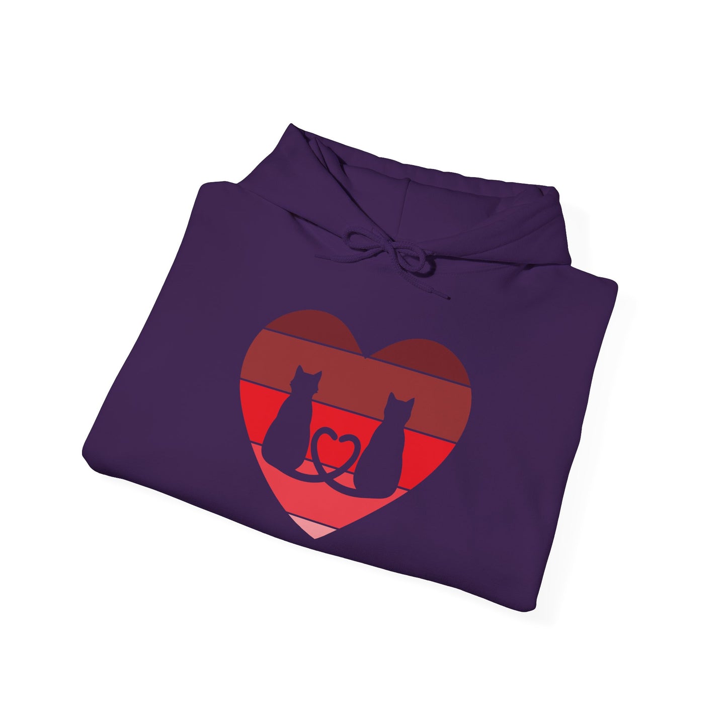Cat Tail Love Retro Heart Hoodie Sweatshirt