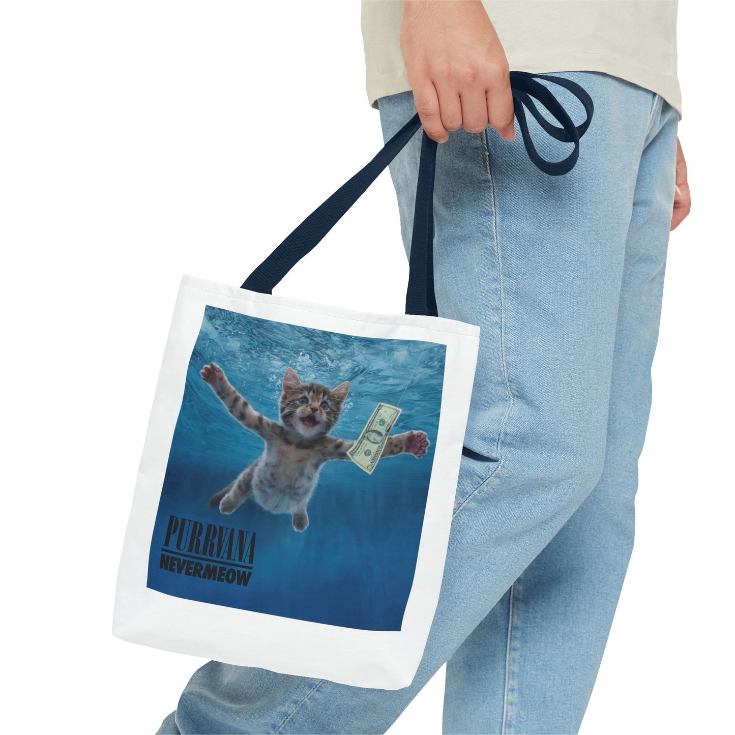 Purrvana Nevermeow Album Cover Tote Bag