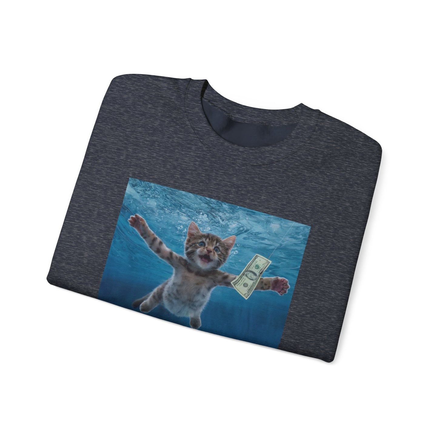 Purrvana Nevermeow Album Cover Crewneck Sweatshirt